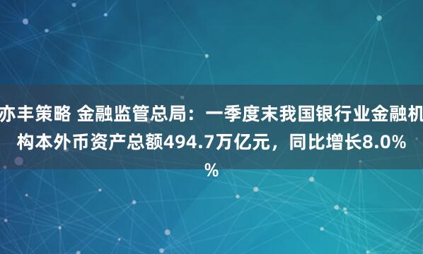 亦丰策略 金融监管总局：一季度末我国银行业金融机构本外币资产总额494.7万亿元，同比增长8.0%